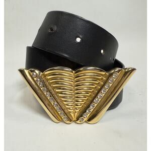 Vintage Georges Gallet Gold/Rhinestone Art Deco Belt size S